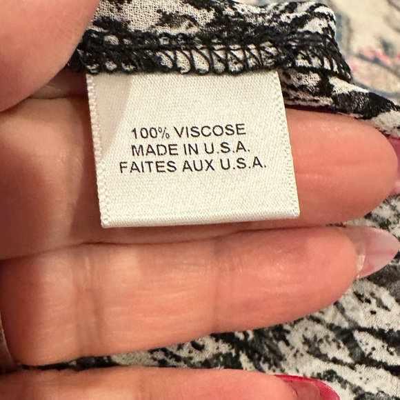 MISA LOS ANGELES Giana Black White Print Long Sleeve Sheer Smock Neck Top S - Picture 10 of 14